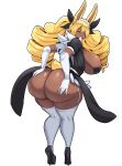  animal_humanoid big_breasts big_butt blonde_hair breasts butt clothed clothing dark_body dark_skin female footwear hair hi_res high_heels holding_butt huge_butt humanoid lagomorph lagomorph_humanoid legwear leporid_humanoid looking_back mammal mammal_humanoid rabbit_humanoid smile solo thecon thick_thighs thigh_highs 