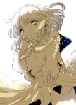  1girl backlighting bob_cut from_below half-closed_eyes highres kei_akirahazime looking_at_viewer monochrome nanako_(nanako_sos) nanako_sos pleated_skirt sailor_collar school_uniform sepia skirt solo wind wind_lift 