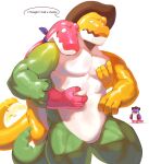 2024 4_fingers alligator alligatorid anthro barazoku big_muscles biped countershading crocodilian duo eye_contact fingers glitch_productions gummigoo_(tadc) hi_res looking_at_another looking_at_partner male male/male megacilok muscular muscular_anthro muscular_male pecs red_body reptile scalie the_amazing_digital_circus white_body white_countershading white_eyes yellow_body