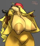  angry anthro areola big_areola big_breasts big_hair big_nipples blonde_hair bottomwear breasts brown_areola brown_clothing brown_gloves brown_handwear brown_nipples canid canine canis clenched_teeth clothed clothing cuphead_(game) domestic_dog exposed_breasts female flashing flashing_breasts fur gloves green_eyes grey_background gun hair handwear hat headgear headwear hi_res holding_gun holding_object holding_weapon huge_areola huge_breasts huge_nipples hunting_dog long_hair looking_at_viewer lustfulpoodle mammal military_hat nipples open_clothing open_shirt open_topwear pants partially_clothed pilot_saluki_(cuphead) ranged_weapon shirt sighthound simple_background solo teeth thick_thighs topless topwear video_games weapon wide_hips yellow_body yellow_bottomwear yellow_clothing yellow_fur yellow_pants yellow_shirt yellow_tail yellow_topwear 