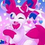 1:1 2024 3_toes :3 alternate_color ambiguous_gender bisexual_pride_colors blue_background blue_body blue_eyes blue_fur blue_inner_ear bow_(feature) colored cute_fangs digital_media_(artwork) ear_bow eeveelution feet feral fur generation_6_pokemon geometric_background giyuyuchan gradient_background gradient_eyes half-length_portrait heart_symbol hi_res kemono leg_markings lgbt_pride looking_at_viewer mammal markings monotone_tail multicolored_body multicolored_eyes multicolored_fur nintendo one_eye_closed open_:3 open_mouth open_smile pink_background pink_body pink_ears pink_fur pink_tail pink_tongue pokemon pokemon_(species) portrait pride_colors pupils purple_body purple_eyes purple_fur quadruped ribbons shaded side_view signature simple_background sitting smile socks_(marking) solo sylveon tail toes tongue two_tone_body two_tone_eyes two_tone_fur white_body white_fur white_pupils wink 