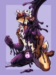  2022 absurd_res anthro antlers biped candy.yeen cervid chastity_bulge chastity_device ear_piercing ear_ring hi_res horn lock_symbol male mammal piercing purple_eyes ring_piercing solo submissive submissive_male 