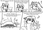  anthro breasts cerberus_(artist) comic crushed_vehicle dialogue domestic_cat english_text felid feline felis female humor macro male mammal monochrome not_big_and_not_clever nude size_play snow_(character) text vehicle_destruction 