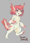  amphibian anthro blep chest_tuft claws double_slime female fur hair hi_res marine markings miri_(double_slime) nude paws pink_markings salamander scalie smile solo tail tongue tongue_out tuft white_body 