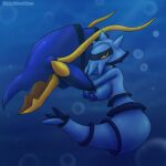  anthro big_claws blubluumon blue_body breasts bubble butt clawitzer claws female generation_6_pokemon hi_res looking_at_viewer nintendo nipples nude pokemon pokemon_(species) pokemorph solo tail underwater water yellow_eyes 