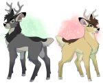  abstract_background back_tuft black_body black_ears black_fur black_hair black_nose black_tail blep brown_body brown_ears brown_fur brown_hair brown_tail cervid cheek_tuft duo facial_tuft feral fur glistening glistening_eyes grey_body grey_fur grey_tail hair hooves leg_tuft male mammal neck_tuft princelykaden scut_tail short_tail side_view tan_body tan_ears tan_fur tan_hooves tan_tail tongue tongue_out tuft 