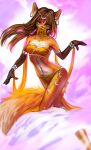  2022 anthro biped breasts brown_hair canid canine clothing ear_piercing ear_ring female fox hair jewelry mammal navel navel_piercing necklace orange_clothing piercing red_fox ring_piercing sleepyhelen solo standing 