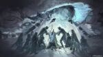  1boy 6+girls absurdres alecto_black_knife_ringleader armor assassin backstab black_cloak black_knife_(elden_ring) black_knife_assassin black_knife_tiche blonde_hair blue_eyes blue_skin brother_and_sister chinese_commentary cloak colored_skin commentary_request dagger elden_ring extra_faces full_moon fur_cloak glowing_tattoo godwyn_the_golden half-siblings hat highres holding holding_dagger holding_knife holding_weapon hood hood_up hooded_cloak incredibly_absurdres jiao_chang knife large_hat long_hair moon multiple_girls prince ranni_the_witch rune rune_of_death siblings weapon weibo_watermark witch witch_hat 