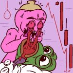  1:1 anthro bitcoin blood blood_in_mouth bodily_fluids casytay chainlink drinking drinking_blood gore licking low_res male meme pepe_the_frog tongue tongue_out 