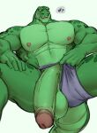  absurd_res anthro balls biped digital_drawing_(artwork) digital_media_(artwork) genitals glans hi_res low-angle_view male muscular muscular_anthro muscular_male nipples penis phosbara scalie simple_background solo tail teeth white_background 