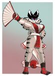 2024 absurd_res anthro big_breasts breasts cheek_tuft cleavage clothed clothing cosplay digital_drawing_(artwork) digital_media_(artwork) extinct facial_tuft fan_(object) fangs fatal_fury felid female fur hi_res looking_at_viewer mai_shiranui mammal mask mostly_nude multicolored_body multicolored_fur muscular muscular_female nipple_outline pinup pose prehistoric_species ring_cats roboticsteve saber-toothed_tiger saber_(roboticsteve) side_boob skimpy smile solo sports_mask sportswear striped_body stripes teeth tuft wrestler wrestling_mask