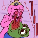  anthro bitcoin blood blood_in_mouth bodily_fluids casytay chainlink drinking drinking_blood gore low_res male meme pepe_the_frog 