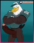  accipitrid accipitriform american_football anthro avian balls beak bird blu3danny bottomless brown_balls brown_body brown_feathers brown_penis clothed clothing crossed_arms eagle erection feathers genitals green_background green_eyes grey_body grey_feathers hat headgear headwear hi_res humanoid_genitalia humanoid_penis jersey looking_at_viewer male nfl number_on_jersey penis philadelphia_eagles portrait simple_background smile smirk solo sport swoop_(philadelphia_eagles) tail tail_feathers teeth three-quarter_portrait toothed_beak white_body white_feathers yellow_beak 