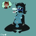  after_masturbation animate_inanimate anthro aqua_background balls blue_balls blue_body blue_penis blush bodily_fluids canid canine chest_out crazychanuwu cum cum_on_face cum_on_ground duo fan_character female fox furry genital_fluids genitals male mammal moobs nickelodeon not_furry penis rock_paper_scissors_(nickelodeon) rock_paper_scissors_(series) scissors_(rock_paper_scissors) simple_background thinking_about_another thought_bubble tiki_(crazychanuwu) tongue tongue_out 