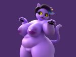 3d_(artwork) 4:3 :3 anthro areola belly big_areola big_breasts big_butt black_hair black_pawpads breasts butt cat_tail catty_(undertale) colored curvy_figure digital_media_(artwork) domestic_cat ear_piercing ear_ring eyelashes eyeliner fangs felid feline felis female freckles fur genitals gesture hair hand_gesture highlights_(coloring) makeup mammal navel nipples overweight overweight_female pawpads paws piercing plump_labia pose presenting presenting_breasts presenting_pussy purple_areola purple_body purple_fur purple_tongue pussy ring_piercing short_hair simple_background smile soft_lighting solo standing tail teeth thick_thighs three-quarter_view tongue tongue_out undertale undertale_(series) wamsgluey wide_hips yellow_eyes