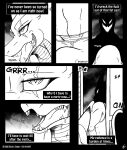  2016 anthro bodily_fluids bottomwear clothed clothing comic dragon drooling english_text erection erection_under_bottomwear erection_under_clothing hi_res if_hell_had_a_taste male monochrome navel_outline open_mouth pants saliva scales scar shirt skylar_fidchell solo text tongue tongue_out topwear viroveteruscy 
