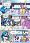  anthro anthrofied areola big_breasts breasts cabrony comic dialogue dragon english_text equid equine female friendship_is_magic group hasbro hi_res horn male mammal my_little_pony nipples nude partially_submerged pia-sama rarity_(mlp) scalie spike_(mlp) text trio unicorn url vinyl_scratch_(mlp) water 