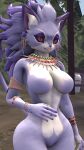  2020 3d_(artwork) 9:16 accessory anthro belladonna_(trials_of_mana) big_breasts breasts digital_media_(artwork) dnrud12 ear_piercing ear_ring featureless_breasts featureless_crotch felid feline female hair hi_res inner_ear_fluff looking_at_viewer mammal nails orange_eyes piercing plant pose purple_body purple_hair ring_piercing smile solo source_filmmaker standing tongue tongue_out tree trials_of_mana tuft white_body wide_hips 