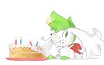  73k ambiguous_gender birthday_cake burning cake chessy_(shaymin) dessert feral fire food legendary_pok&eacute;mon looking_at_viewer nintendo pok&eacute;mon pok&eacute;mon_(species) shaymin sky_forme_shaymin solo video_games 