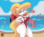  absurd_res animaniacs anthro beach big_breasts breasts cleavage clothed clothing dialogue english_text female hand_on_hip hi_res inkit89 lifeguard looking_at_viewer mammal minerva_mink mink mustelid musteline rescue_tube seaside solo solo_focus text thick_thighs true_musteline warner_brothers whistle wide_hips 