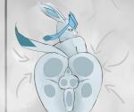  absurd_res against_surface anthro ass_on_glass balls balls_on_glass big_butt butt dark_sclera eeveelution genitals glaceon glass guide_lines hi_res i_will_dance_only_if_the_beat_is_funky looking_at_viewer looking_back looking_back_at_viewer male nintendo on_glass penis penis_on_glass pok&eacute;mon pok&eacute;mon_(species) shower sketch solo video_games 