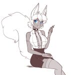  animal_humanoid arctic_fox big_breasts blue_eyes bottomwear breasts canid canid_humanoid canine canine_humanoid clothed clothing female fox fox_humanoid fully_clothed hi_res humanoid legwear looking_at_viewer mammal mammal_humanoid pencil_(object) scorpdk secretary sitting skirt solo stockings yuki_(yuki_anno) 