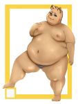  absurd_res anthro blue_eyes brown_body brown_fur chubby_anthro chubby_male clothed clothing fur hi_res looking_at_viewer male mammal mirraao one_leg_up overweight overweight_anthro overweight_male raised_leg simple_background slightly_chubby solo standing underwear ursid 