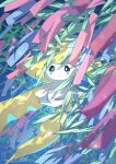  closed_mouth commentary_request expressionless jirachi leaf night no_humans oooise outdoors paper pokemon pokemon_(creature) signature solo 