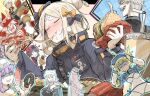  2boys 6+girls abigail_williams_(fate) abigail_williams_(traveling_outfit)_(fate) bandaid bandaid_on_face bandaid_on_forehead bangs black_bow black_jacket blonde_hair bow breasts crossed_bandaids fate/grand_order fate_(series) forehead hair_bow hair_bun jacket kankan33333 long_hair long_sleeves multiple_bows multiple_boys multiple_girls orange_belt orange_bow parted_bangs polka_dot polka_dot_bow small_breasts 