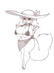  absurd_res anthro areola big_breasts bikini breasts canid canine clothing female hi_res huge_breasts looking_at_viewer mammal maty open_mouth open_smile orange_eyes scorpdk skimpy_bikini smile solo sun_hat swimwear thick_thighs wide_hips 