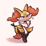  1:1 3_fingers 3_toes advos ambiguous_gender anthro black_body black_fur braixen canid canine cheek_tuft chest_tuft digital_media_(artwork) facial_tuft feet fingers frown fur hi_res inner_ear_fluff mammal narrowed_eyes nintendo orange_body orange_eyes orange_fur pok&eacute;mon pok&eacute;mon_(species) simple_background solo standing stick toes tuft video_games white_body white_fur yellow_body yellow_fur 