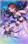  3girls ;d ahoge armor atelier_(series) atelier_firis atelier_resleriana black_footwear black_nails black_shorts braid breasts brick_floor brown_hair cleavage crystal dress firis_mistlud firis_mistlud_(crystaler_of_rose) flocke_cerha frilled_dress frills green_eyes green_hair heidi_(atelier) heidi_(thief_of_rose)_(atelier) highres holding holding_staff long_hair looking_at_viewer medium_breasts mephisto_(angraecum) multiple_girls nail_polish navel official_alternate_costume official_art one_eye_closed open_mouth purple_eyes shoes shorts shoulder_armor smile staff standing yellow_eyes 