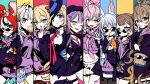  6+girls :3 :d :o :q ahoge akai_haato aki_rosenthal animal_ears anya_melfissa aqua_eyes black_hair blonde_hair blowing_bubbles blue_eyes blue_hair blush braid brown_eyes brown_hair chewing_gum claw_pose cropped_hoodie crown_braid detached_hair elreyiens fangs feather_hair_ornament feathers fedora fox_ears fox_girl fox_tail friend_(nanashi_mumei) gradient_hair green_eyes hair_ornament hakos_baelz hakui_koyori hat highres hololive hololive_english hololive_grand_theft_auto hololive_indonesia hood hoodie horns long_hair midriff miniskirt mouse_ears mouse_girl mr._squeaks_(hakos_baelz) multicolored_hair multiple_girls nakiri_ayame nanashi_mumei necktie orange_hair pantyhose pink_hair pink_necktie pleated_skirt ponytail purple_eyes purple_hair purple_hoodie rabbit_ears rabbit_girl red_eyes red_hair red_necktie red_skirt round_eyewear shiranui_(nakiri_ayame) skin-covered_horns skirt smile sunglasses tail thighhighs tokoyami_towa tongue tongue_out usada_pekora v variant_set white_hair white_skirt 