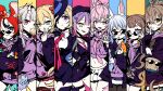  6+girls :3 :d :o :q ahoge akai_haato aki_rosenthal animal_ears anya_melfissa aqua_eyes black_hair blonde_hair blowing_bubbles blue_eyes blue_hair braid brown_eyes brown_hair chewing_gum claw_pose cropped_hoodie crown_braid detached_hair elreyiens fangs feather_hair_ornament feathers fedora fox_ears fox_girl fox_tail friend_(nanashi_mumei) gradient_hair green_eyes hair_ornament hakos_baelz hakui_koyori hat highres hololive hololive_english hololive_grand_theft_auto hololive_indonesia hood hoodie horns long_hair midriff miniskirt mouse_ears mouse_girl mr._squeaks_(hakos_baelz) multicolored_hair multiple_girls nakiri_ayame nanashi_mumei necktie orange_hair pantyhose pink_hair pink_necktie pleated_skirt ponytail purple_eyes purple_hair purple_hoodie rabbit_ears rabbit_girl red_eyes red_hair red_necktie red_skirt round_eyewear shiranui_(nakiri_ayame) skin-covered_horns skirt smile sunglasses tail thighhighs tokoyami_towa tongue tongue_out usada_pekora v variant_set white_hair white_skirt 