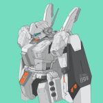  alternate_color arm_shield assault_visor bmwsb0 char&#039;s_counterattack chinese_commentary commentary_request cropped_legs earth_federation_space_forces green_background gundam highres jegan mecha mecha_focus mobile_suit no_humans radio_antenna robot science_fiction simple_background solo unfinished 