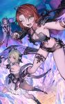  3girls ;d ahoge armor atelier_(series) atelier_firis atelier_resleriana black_footwear black_nails black_shorts braid breasts brick_floor brown_hair cleavage crystal dress firis_mistlud firis_mistlud_(crystaler_of_rose) flocke_cerha frilled_dress frills green_eyes green_hair heidi_(atelier) heidi_(thief_of_rose)_(atelier) highres holding holding_staff long_hair looking_at_viewer medium_breasts mephisto_(angraecum) multiple_girls nail_polish navel non-web_source official_alternate_costume official_art one_eye_closed open_mouth purple_eyes shoes shorts shoulder_armor smile staff standing yellow_eyes 