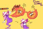 belly big_belly blush clothing english_text female fire ghost hair hat headgear headwear humanoid mario_bros nintendo paper_mario pink_hair popawheelie3 purple_body solo spirit text vivian_(mario)