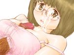  breasts copyright_request cum facial glasses large_breasts nopaaso_(slg8igdvjy) paizuri paizuri_under_clothes penis solo_focus 