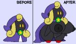 before_and_after big_breasts blonde_hair breasts clitoris cloak clothing erect_nipples featureless_hands footwear genitals hair hoodie huge_breasts low_res mario_bros merluvlee nintendo nipples paper_mario purple_clothing pussy red_clothing red_footwear red_shoes shaman_(mario) shoes simple_background slem topwear yellow_eyes