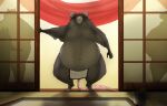 2024 absurd_res anthro belly big_belly bottomwear clothing detailed_background feedtheboss group hi_res loincloth male mammal moobs murid murine navel overweight overweight_male rat rodent solo_focus