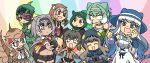  6+girls ^_^ alternate_design animal_hood animal_print bare_shoulders baweng_satanic_leaf_gecko_(kemono_friends) baweng_satanic_leaf_gecko_(kemono_friends)_(old_design) black_hair blush brown_eyes cape capelet chibi chinese_water_dragon_(kemono_friends) closed_eyes closed_mouth coat constricted_pupils corset dark-skinned_female dark_skin detached_sleeves dress dual_persona fingerless_gloves flask forehead_protector frilled_hairband frilled_lizard_(ex)_(kemono_friends) frilled_lizard_(kemono_friends) frills gloves green_hair grey_eyes grey_hair hair_horns hair_over_one_eye hairband hand_on_own_cheek hand_on_own_face hat height_difference highres holding holding_flask hood hood_up hooded_capelet hooded_coat jacket jackson&#039;s_chameleon_(kemono_friends) japanese_clothes kemono_friends kemono_friends_3 komodo_dragon_(kemono_friends) komodo_dragon_(kemono_friends)_(old_design) lizard_tail long_hair long_sleeves looking_at_another low_twintails medium_hair midriff multicolored_hair multiple_girls navel necktie official_alternate_costume open_mouth panther_chameleon_(kemono_friends) print_hood print_sleeves red_eyes ringed_eyes round-bottom_flask scale_print shirt short_twintails shorts skirt smile srd_(srdsrd01) stomach swept_bangs tail thighhighs twintails very_long_hair vest white_hair wide-eyed 
