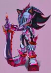  1boy armor armored_boots black_fur boots breastplate clenched_hand furry furry_male hedgehog helmet highres holding holding_sword holding_weapon lancelot_(sonic) metal_gloves mochi_paya shadow_the_hedgehog shoulder_armor sonic_(series) sonic_and_the_black_knight sword visor_(armor) weapon 
