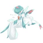  1girl alternate_color alternate_shiny_pokemon arm_at_side artist_name bob_cut bow bowtie closed_eyes closed_mouth colored_skin ear_bow flat_chest gardevoir green_bow green_bowtie green_hair green_skin hair_over_one_eye hand_on_lap highres inyo_124 looking_at_another multicolored_skin nuzzle one_eye_covered pokemon pokemon_(creature) profile red_eyes ribbon short_hair signature simple_background sitting sketch sylveon traditional_bowtie twitter_username two-tone_skin white_background white_ribbon white_skin 