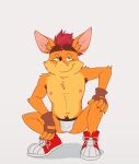 activision anthro bandicoot body_hair bulge clothing crash_bandicoot crash_bandicoot_(series) fur green_eyes hair ijpalette-color jockstrap looking_at_viewer male mammal marsupial muscular muscular_male pose simple_background smile solo underwear