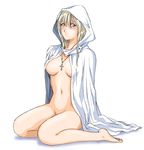  areola_slip areolae artist_request bangs barefoot blonde_hair blue_eyes blush breasts castlevania castlevania_iii:_dracula's_curse cloak convenient_leg cross cross_necklace from_side full_body groin hair_between_eyes hood hooded_cloak jewelry long_hair looking_at_viewer medium_breasts naked_cloak navel necklace open_cloak open_clothes shadow sidelocks simple_background sitting solo sypha_belnades white_background 