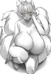 animal_humanoid big_breasts blush breasts canid canid_humanoid canine canine_humanoid female fox_humanoid fur hair huge_breasts humanoid mammal mammal_humanoid multi_tail simple_background solo wildcatf14 yellow_eyes 
