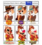  2022 absurd_res aloha_shirt anthro biped black_eyes black_nose brown_body brown_eyes brown_fur cheek_tuft chest_tuft chip_&#039;n_dale_rescue_rangers chip_(disney) chipmunk clothed clothing crossover dale_(disney) digital_media_(artwork) disney duo english_text facial_tuft fedora fur gravity_falls ground_squirrel hat head_tuft headgear headwear hi_res jacket lilo_and_stitch male mammal meme notched_ear open_clothing open_jacket open_mouth open_smile open_topwear pattern_clothing pattern_shirt pattern_topwear phineas_and_ferb red_nose rodent sciurid shirt simple_background six_fanarts_challenge smile style_parody tan_body tan_fur tangled_(disney) text the_owl_house topwear tuft wander_over_yonder white_background xeternalflamebryx 