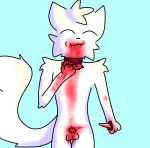 anthro autocannibalism autopenectomy balls blood blood_from_mouth blood_in_mouth blood_on_hand bodily_fluids cannibalism catminusballs cock_and_ball_torture digital_drawing_(artwork) digital_media_(artwork) domestic_cat eating felid feline felis fur genital_mutilation genital_torture genitals gore gore_focus hi_res male mammal mutilation nude penectomy penis penis_eating severed_body_part severed_genitals severed_penis shaded simple_background solo tail white_body white_fur