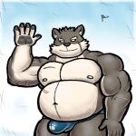  alanottaviano anthro belly canid canine canis domestic_dog hi_res lifewonders male male/male mammal moritaka musclegut muscular muscular_male overweight slightly_chubby solo tokyo_afterschool_summoners video_games wolf 