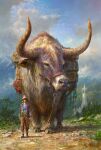  animal bull creature fantasy horns k-takano original scenery 